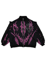 Nightmare Studded Bunny Ruffle Black Oversized Jacket