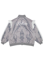 Nightmare Studded Bunny Ruffle Grey Oversized Jacket