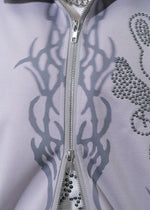 Nightmare Studded Bunny Ruffle Grey Oversized Jacket