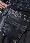 Nightmare Black Leather Pleated Skirt