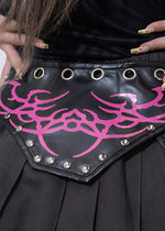 Nightmare Black Leather Pleated Skirt