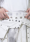 Nightmare White Leather Pleated Skirt
