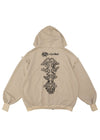 Gedraji Cryptid Corpse Beige Oversized Zip Hoodie