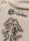 Gedraji Cryptid Corpse Beige Oversized Zip Hoodie
