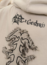 Gedraji Cryptid Corpse Beige Oversized Zip Hoodie