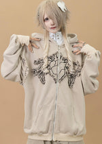 Gedraji Cryptid Corpse Beige Oversized Zip Hoodie