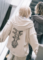 Gedraji Cryptid Corpse Beige Oversized Zip Hoodie