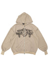 Gedraji Cryptid Corpse Beige Oversized Zip Hoodie