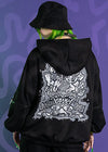 Chaaaos Psychedelic Black Oversized Zip Up Hoodie