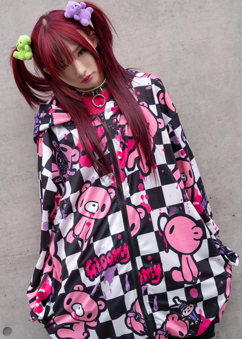 ACDC Rag X Gloomy Bear Checkered Gloomy Oversized Zip Up Hoodie JR-GZP ...