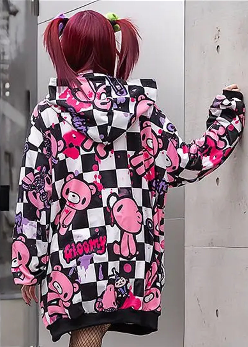 ACDC Rag X Gloomy Bear Checkered Gloomy Oversized Zip Up Hoodie JR-GZP ...