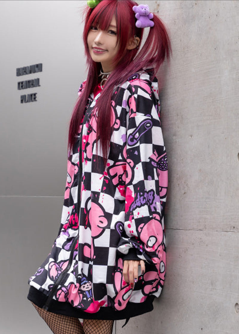 ACDC Rag X Gloomy Bear Checkered Gloomy Oversized Zip Up Hoodie JR-GZP ...