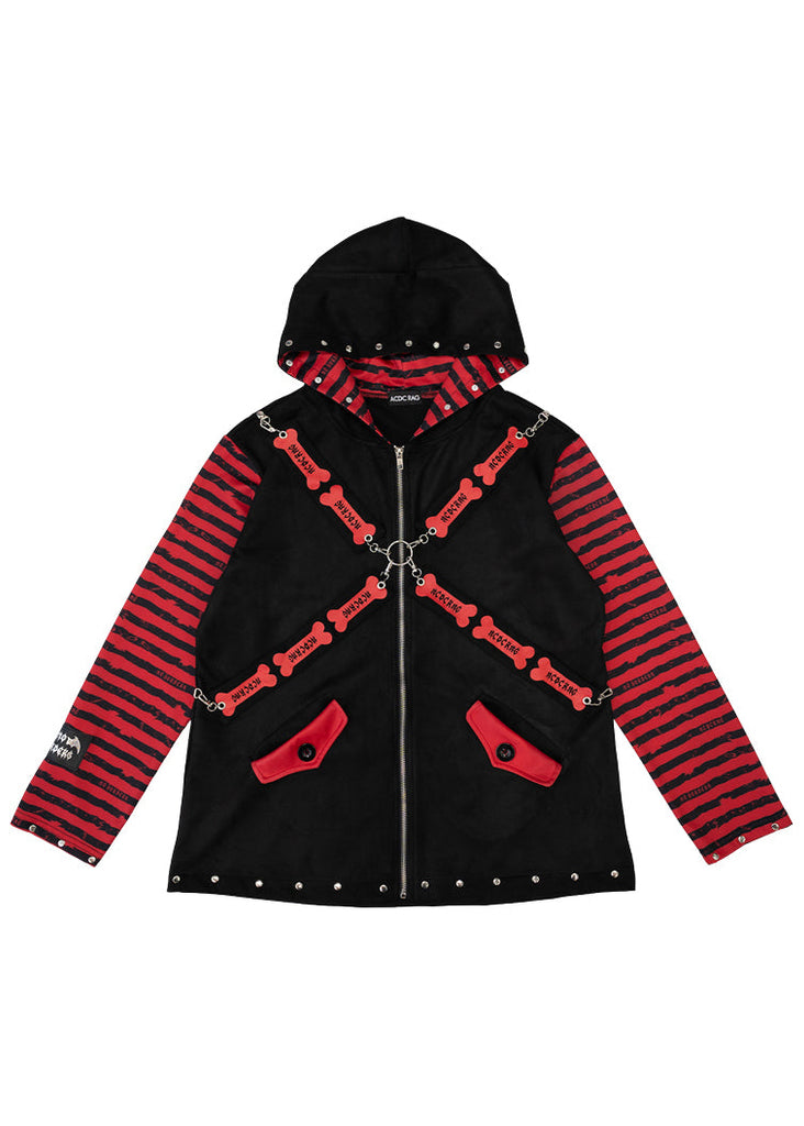ACDC Rag Zero Dark Gothic Black Red Oversized Zip Jacket PE-023