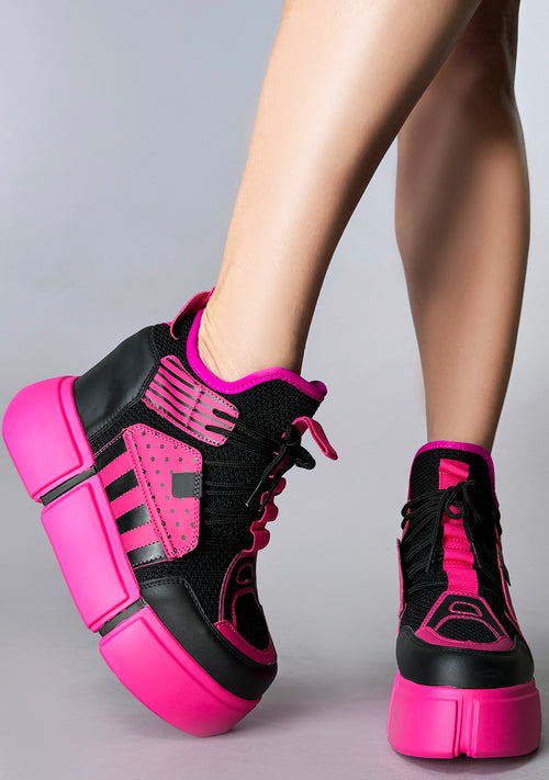 CRANBERRY 08 Pink Circuit Pink Platform Sneakers