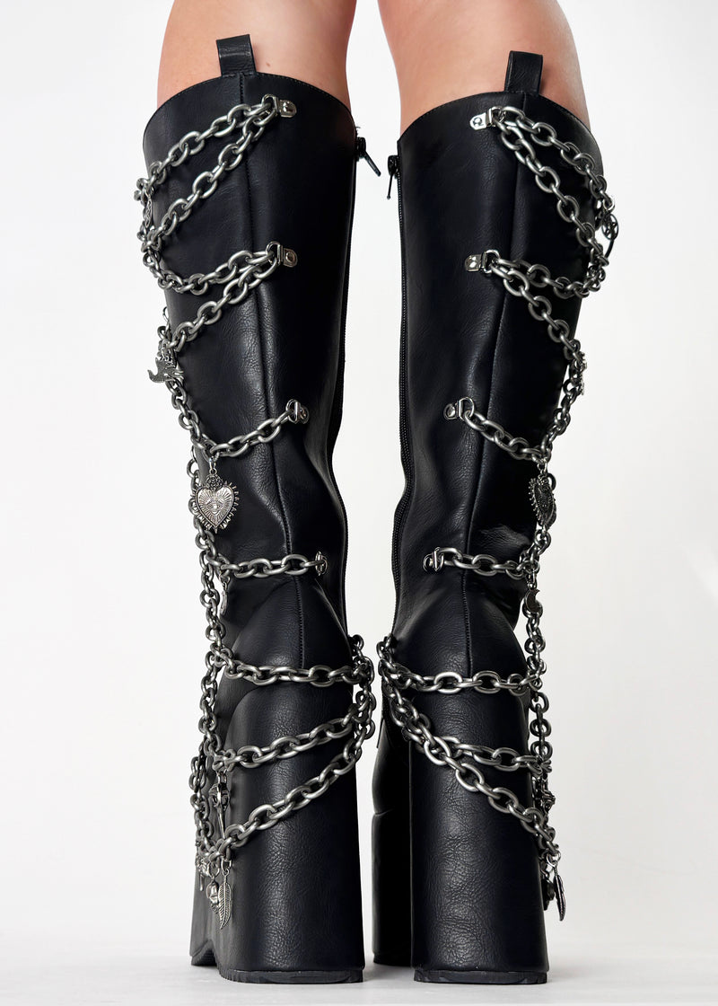 CAMP MIRACLE Goth Black Platform Boots