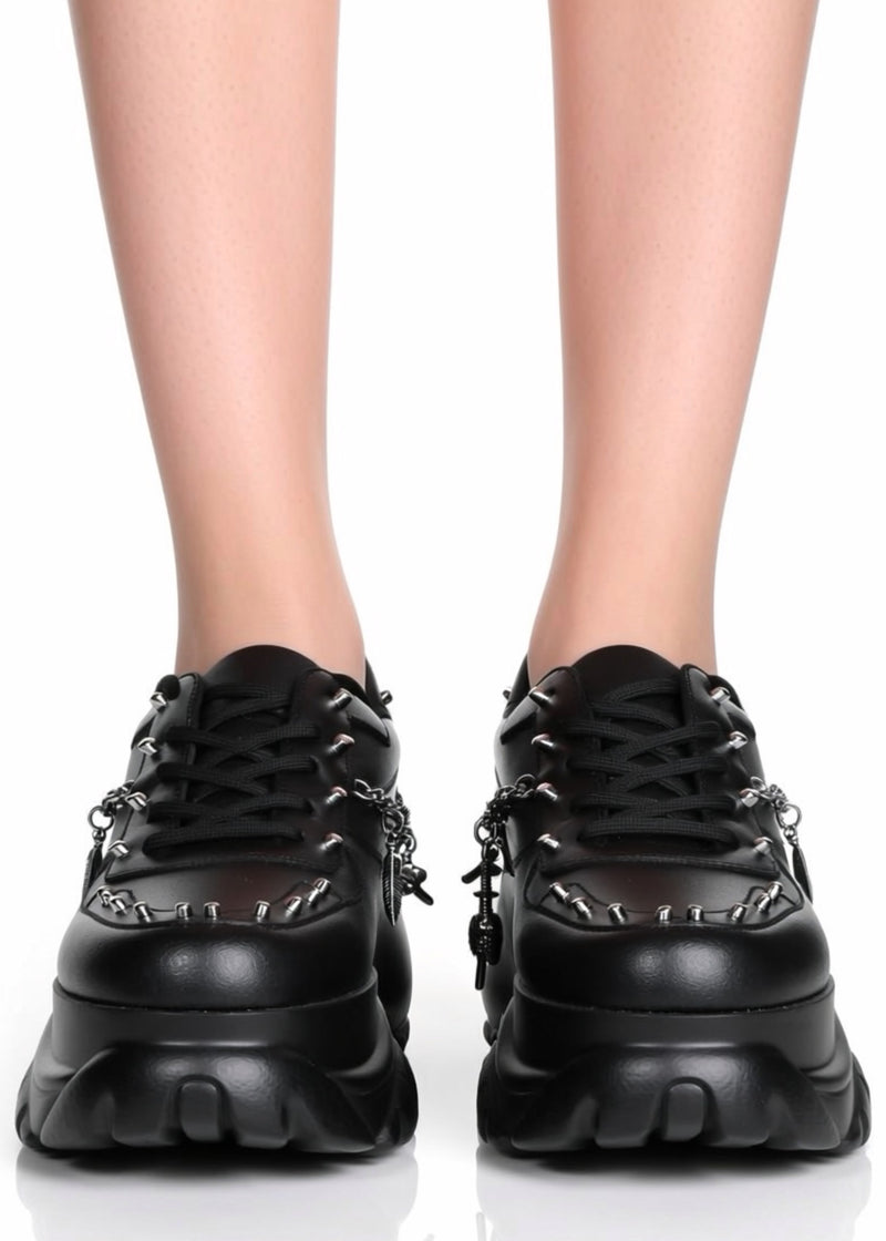 Anthony Wang DYNAMITE Bass Stomp Black Platform Sneakers | LASR
