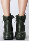 MANGOSTEEN 05 Code Warrior Army Green Platform Sneakers