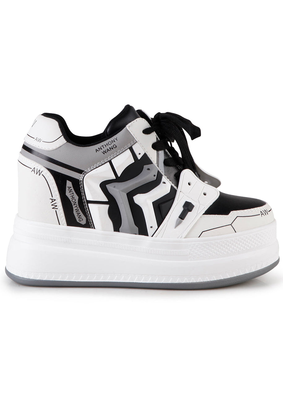 White Rave Platform Anthony Wang QUINCE 02 Cyber Storm White Platform Sneakers | LASR – LA ...