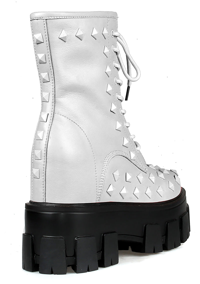 Platform Boots White Studded Combat Boots Lamoda Platform Stud