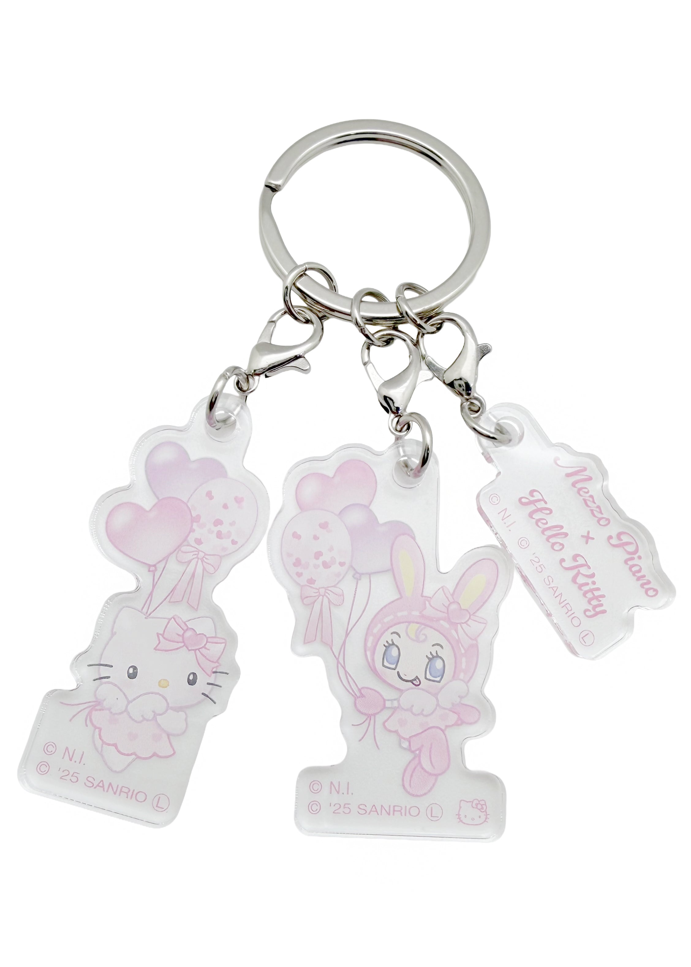 Bandai Mezzo Piano X Hello Kitty Balloon 3PC Acrylic Keychain