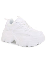 BLAIR 06 White Beam White Platform Sneakers