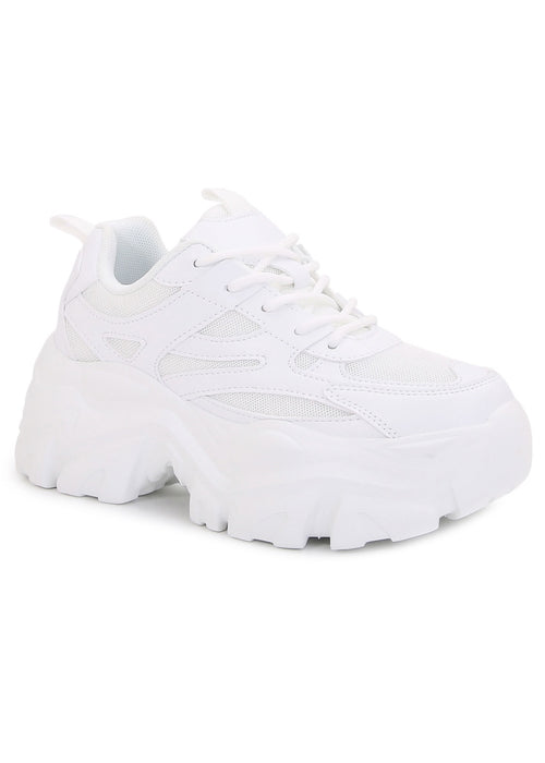 BLAIR 06 White Beam White Platform Sneakers