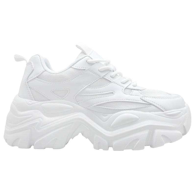 BLAIR 06 White Beam White Platform Sneakers
