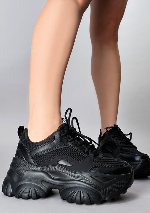 Black Lace-Up Platform Sneakers | Hot Topic