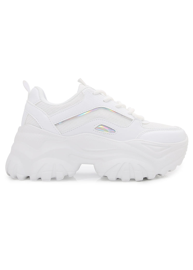 White Rave Platform Berness HANNA Cyber Pulse White Platform Sneakers | LASR – LA Style Rush