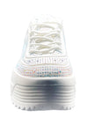 LILY 5010 Ice Effect Rhinestone White Platform Sneakers