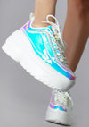 LILY 5005 Cosmic Trance Holographic Platform Sneakers