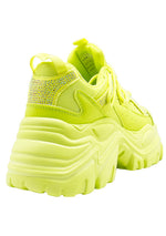 Berness NIKKI Aeon Flow Rhinestone Neon Yellow Platform Sneakers