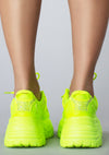 NIKKI Aeon Flow Rhinestone Neon Yellow Platform Sneakers