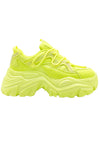 Berness NIKKI Aeon Flow Rhinestone Neon Yellow Platform Sneakers
