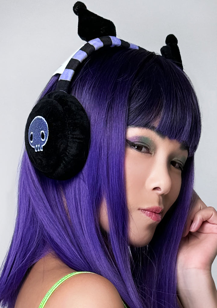 Bioworld X Sanrio Kuromi Foldable Cosplay Black Purple Earmuff