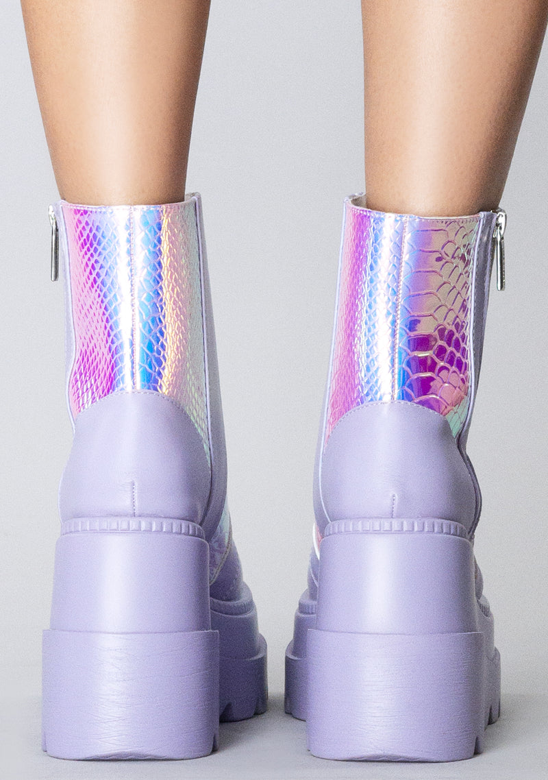 X LASR Exclusive RADIO Fairy Kiss Lavender Platform Boots