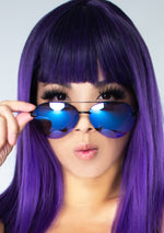 Lenox Sunglasses in Matte Black/Purple Mirror