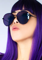 Lenox Sunglasses in Matte Black/Purple Mirror