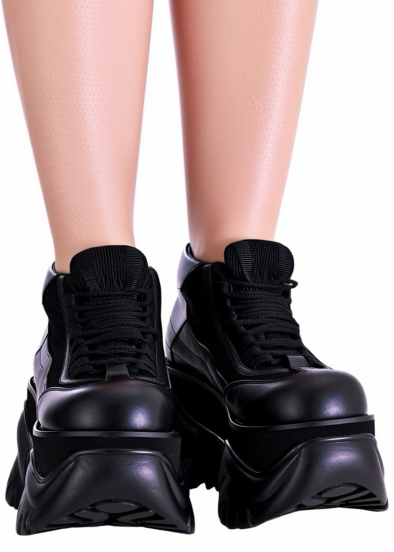 Demonia BOXER 01 Cyberpunk Unisex Black Platform Sneakers BOXER/B