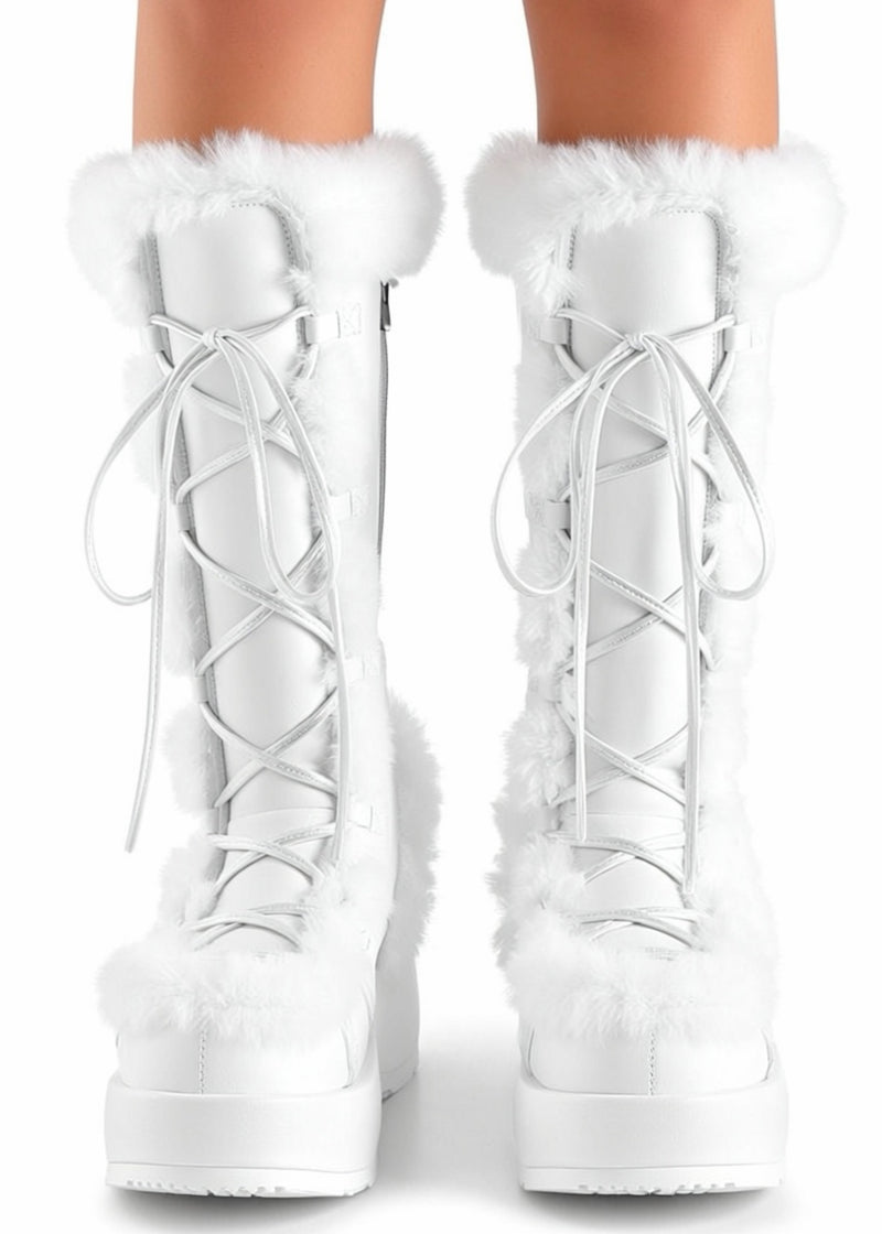 Demonia CUBBY 311 White Platform Boots CUB311/WVL | LASR – LA