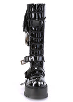 SLACKER 260 Cyberpunk Tech Patent Black Platform Boots