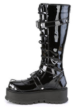 SLACKER 260 Cyberpunk Tech Patent Black Platform Boots