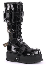 SLACKER 260 Cyberpunk Tech Patent Black Platform Boots
