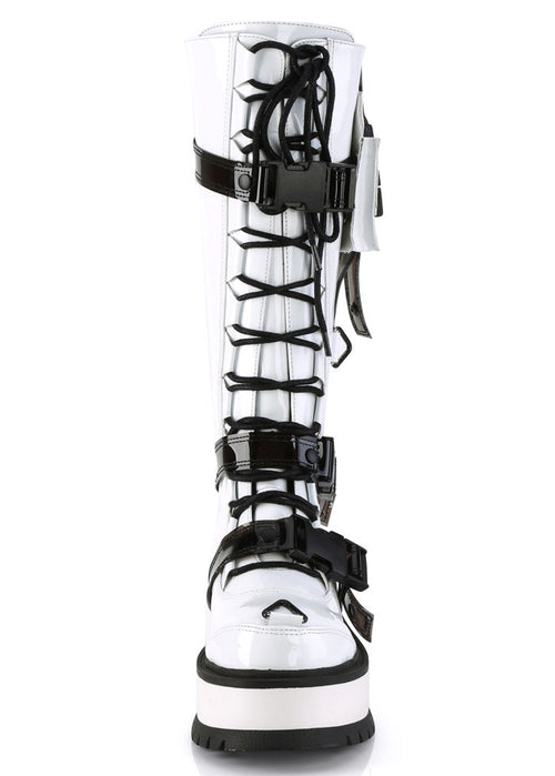SLACKER 260 Cyberpunk Tech Patent White Platform Boots