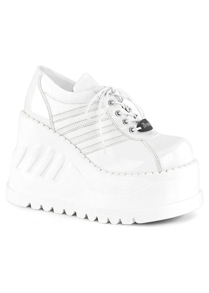 Demonia STOMP 08 White Platform Sneakers STO08/WPT-WVL | LASR – LA ...
