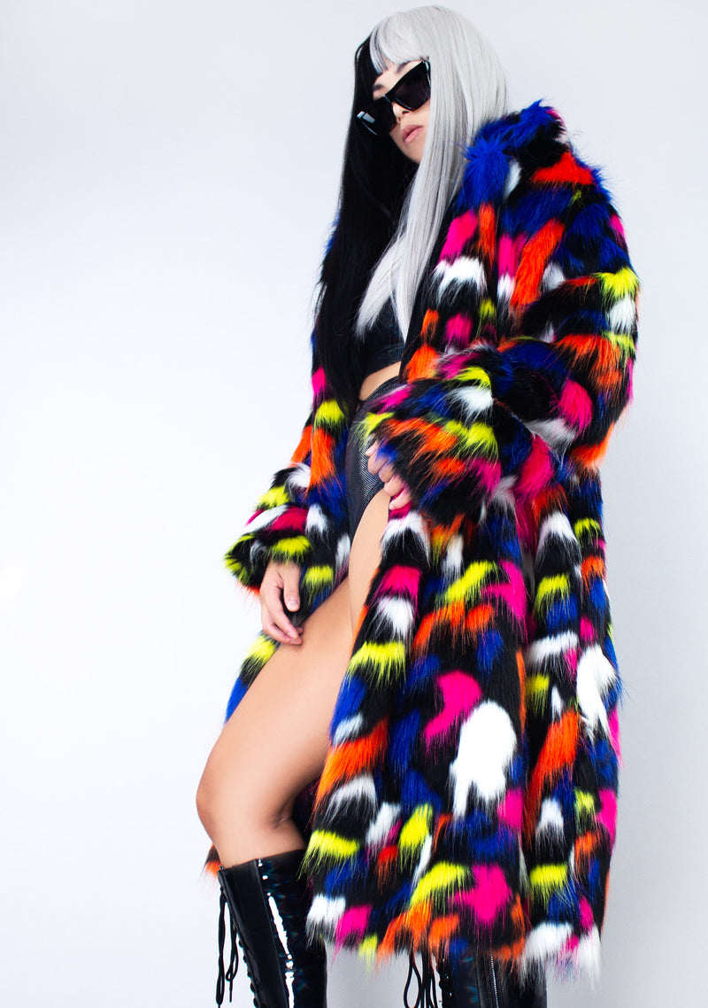 J Valentine Neon Dreams Mid Length Fur Jacket FR154 | LASR – LA