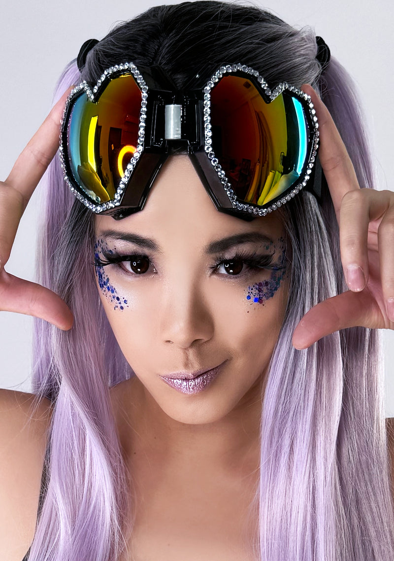 rave goggles LASR Nano Cutie Rhinestone Black Rave Goggle