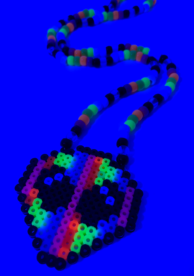 Trippy Rainbow Kandi Necklaces,uv Necklace,star Necklace,alien  Necklace,rave Necklace,rave Kandi, Uv Beads,glow Party,uv Necklace,edc 