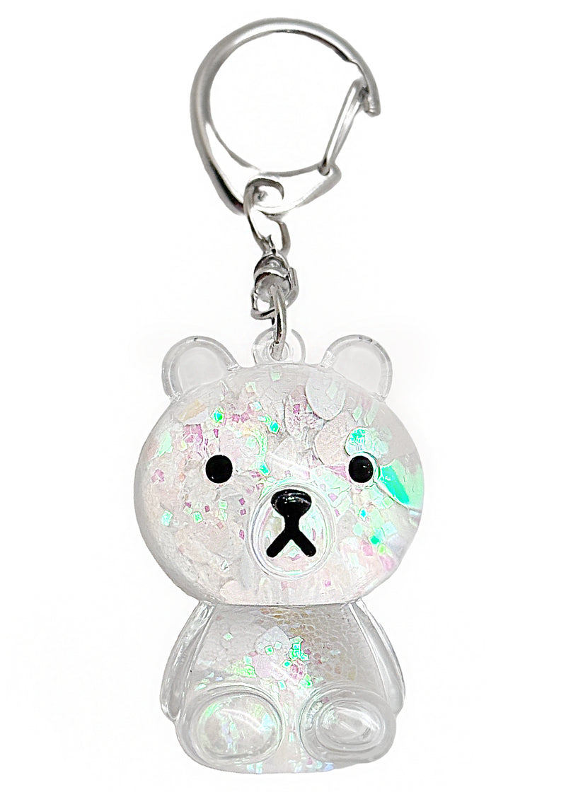 Kira Kira Bear Globe White Hearts Keychain