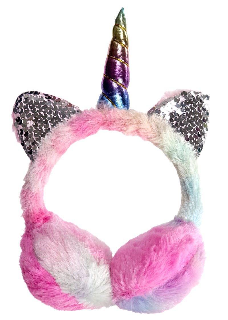 Rainbow Sparkle Unicorn Sequin Plush Earmuff